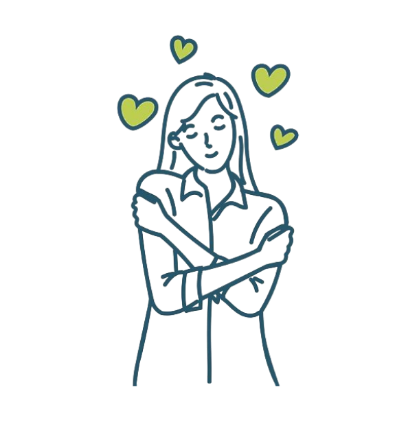 Illustration einer Frau die sich selbst umarmt